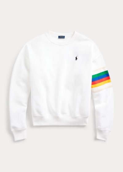 Polo Ralph Lauren Rainbow-Trim Fleece Sweatshirt Dame Danmark (YGSBZ7253)